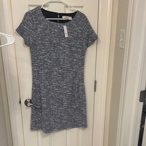 LOFT Navy White Speckled Short Sleeve Shift Dress size 6